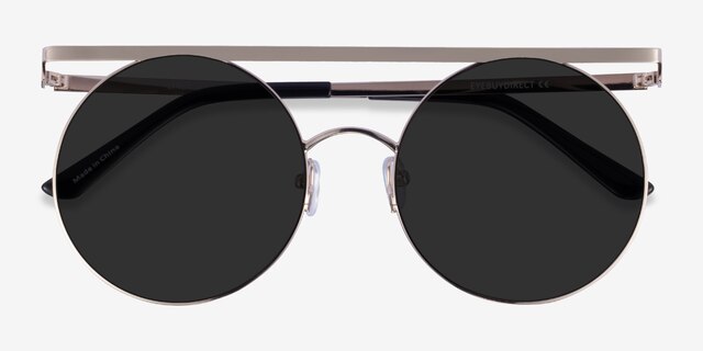 Lineal Silver MetalSunglass Frames from EyeBuyDirect, Closed View