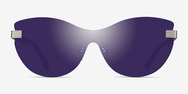 Cipher Matte Silver MetalSunglass Frames from EyeBuyDirect, Front View