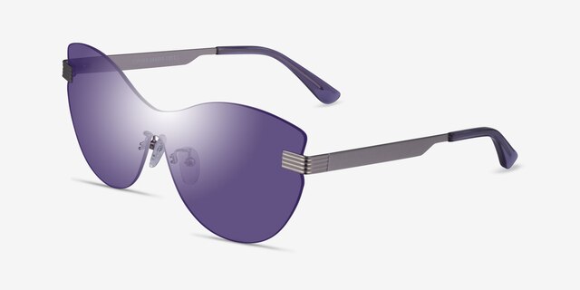 Cipher Matte Silver MetalSunglass Frames from EyeBuyDirect, Angle View