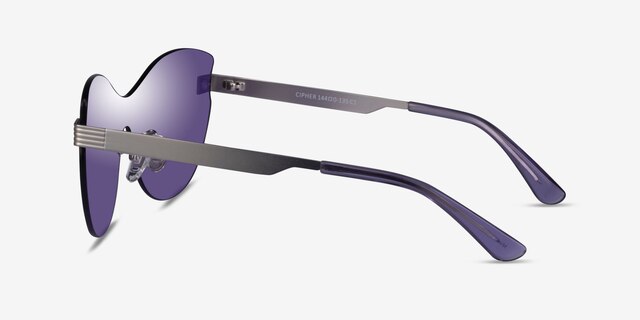 Cipher Matte Silver MetalSunglass Frames from EyeBuyDirect, Side View