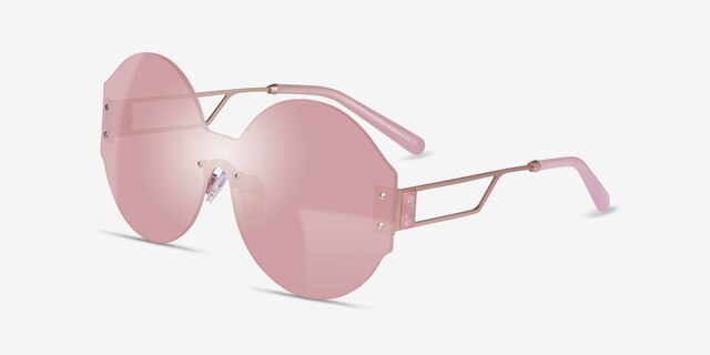 Bios Matte Rose Gold MetalSunglass Frames from EyeBuyDirect, Angle View