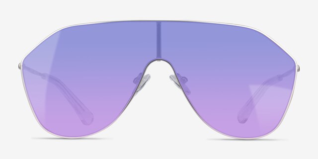 Infinite Matte Silver MetalSunglass Frames from EyeBuyDirect, Front View