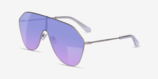 Infinite Matte Silver MetalSunglass Frames from EyeBuyDirect, Angle View