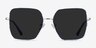 Fleur Shiny Sliver Blue Floral MetalSunglass Frames from EyeBuyDirect, Front View