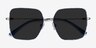 Fleur Shiny Sliver Blue Floral MetalSunglass Frames from EyeBuyDirect, Closed View