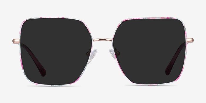 Fleur Shiny Rose Gold Red Floral Metal Sunglass Frames from EyeBuyDirect