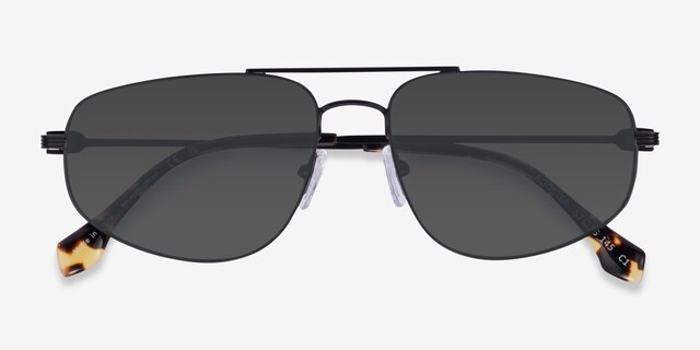 Rooster Shiny Black MetalSunglass Frames from EyeBuyDirect, Closed View