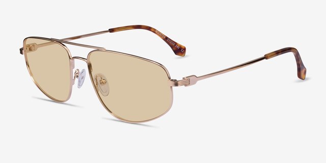 Rooster Shiny Gold MetalSunglass Frames from EyeBuyDirect, Angle View
