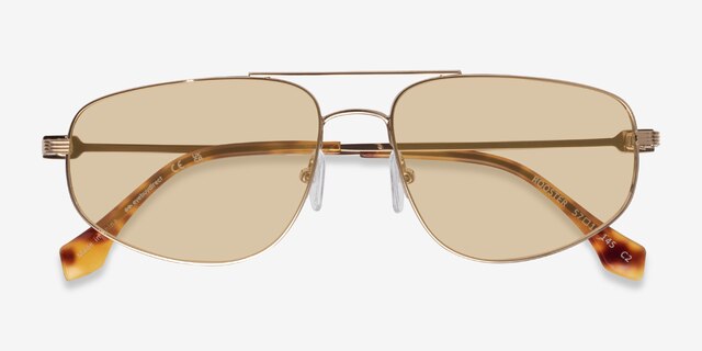 Rooster Shiny Gold MetalSunglass Frames from EyeBuyDirect, Closed View