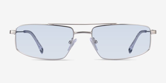 Alto Matt Silver MetalSunglass Frames from EyeBuyDirect, Front View