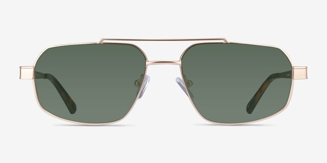 Ascend Satin Gold MetalSunglass Frames from EyeBuyDirect, Front View