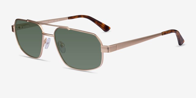 Ascend Satin Gold MetalSunglass Frames from EyeBuyDirect, Angle View