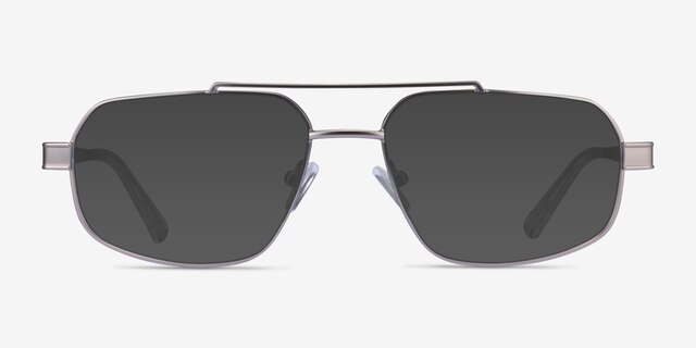 Ascend Satin Gunmetal MetalSunglass Frames from EyeBuyDirect, Front View