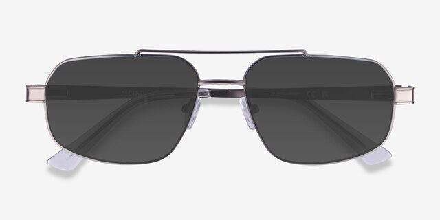 Ascend Satin Gunmetal MetalSunglass Frames from EyeBuyDirect, Closed View
