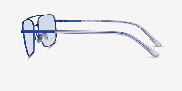 Pilot Matt Blue Shiny Clear MetalSunglass Frames from EyeBuyDirect, Side View