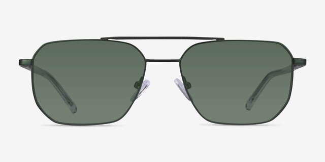 Pilot Matt Green Shiny Clear MetalSunglass Frames from EyeBuyDirect, Front View
