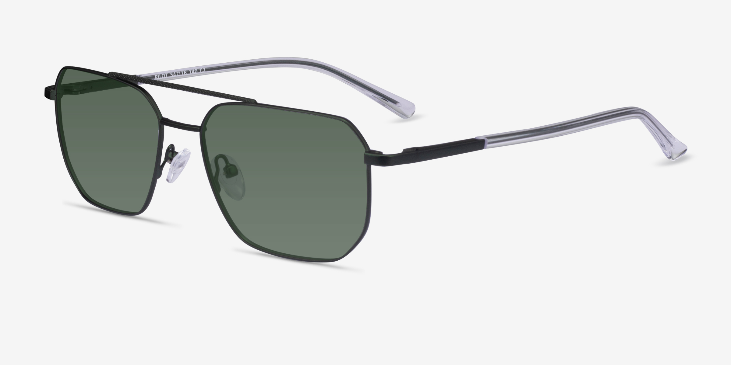 Pilot - Aviator Matt Green Shiny Clear Frame Prescription Sunglasses ...