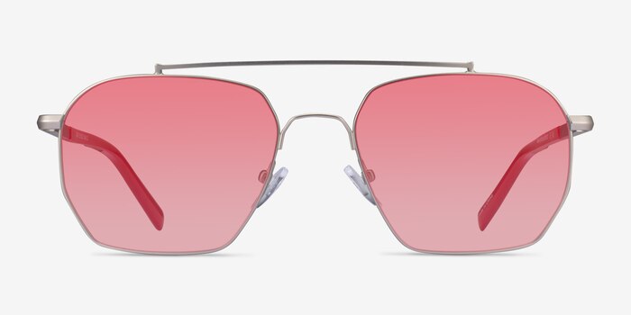 Golf Matt Silver Solid Red Metal Sunglass Frames from EyeBuyDirect