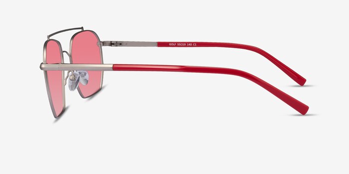 Golf Matt Silver Solid Red Metal Sunglass Frames from EyeBuyDirect