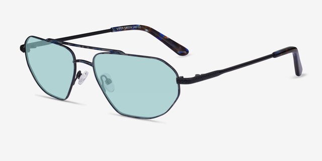 Viper Blue Tortoise MetalSunglass Frames from EyeBuyDirect, Angle View