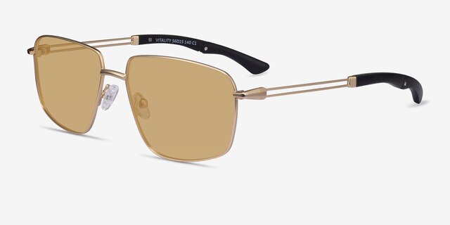 Vitality Matte Gold MetalSunglass Frames from EyeBuyDirect, Angle View