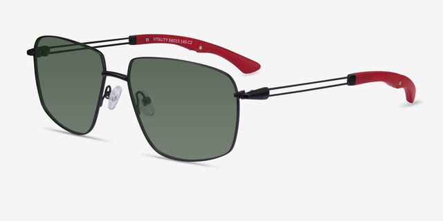 Vitality Matte Black MetalSunglass Frames from EyeBuyDirect, Angle View