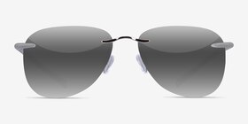 Ludo Shiny Silver Métal Soleil de Lunette de vue d'EyeBuyDirect, Vue de Face