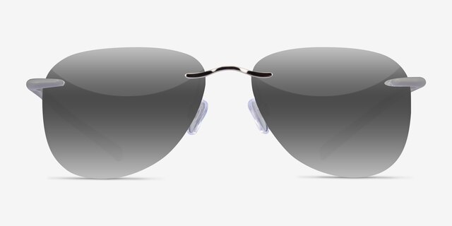 Ludo Shiny Silver MetalSunglass Frames from EyeBuyDirect, Front View