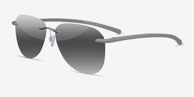 Ludo Shiny Silver MetalSunglass Frames from EyeBuyDirect, Angle View