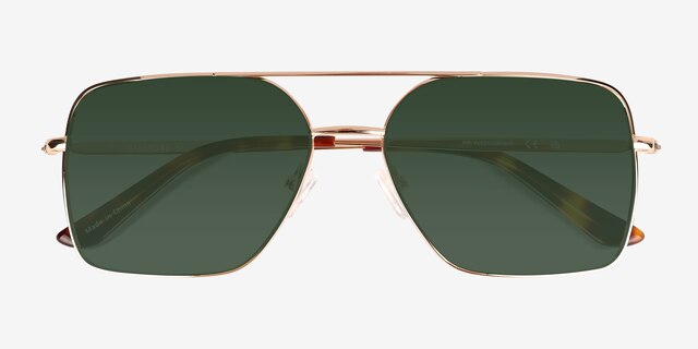 Gilmore Shiny Gold Tortoise MétalSoleil de Lunette de vue d'EyeBuyDirect, Vue Rapprochée