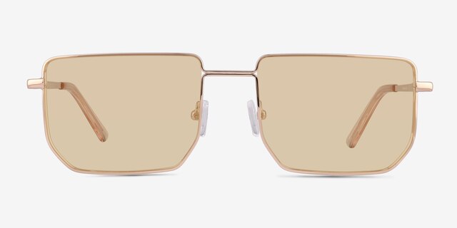 Remix Shiny Gold MetalSunglass Frames from EyeBuyDirect, Front View