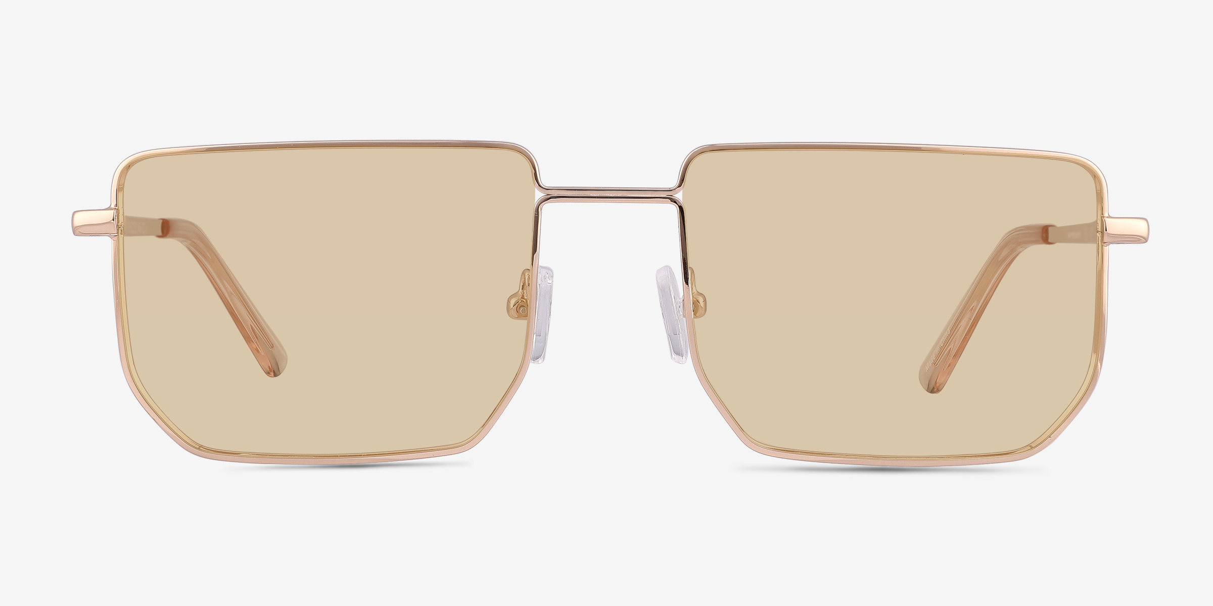 Round-Frame Shiny Light Bronze and Roviex Gold-Tone Sunglasses main image 1