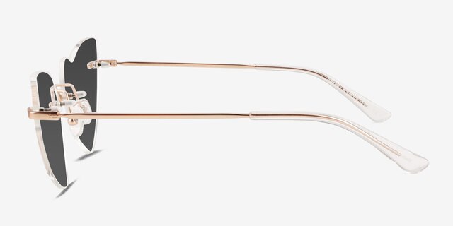 Priya Matte Rose Gold MetalSunglass Frames from EyeBuyDirect, Side View
