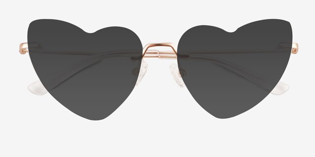 Priya Matte Rose Gold MetalSunglass Frames from EyeBuyDirect, Closed View