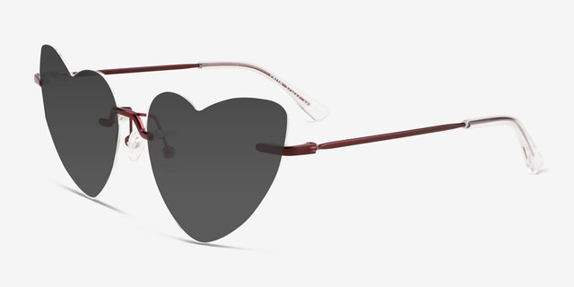 Priya Shiny Red MetalSunglass Frames from EyeBuyDirect, Angle View
