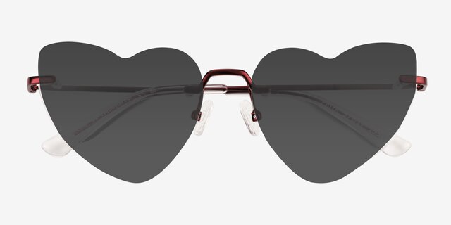 Priya Shiny Red MetalSunglass Frames from EyeBuyDirect, Closed View
