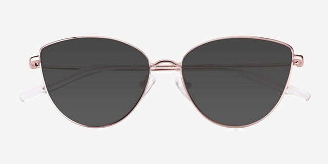 Tanvi Shiny Rose Gold MetalSunglass Frames from EyeBuyDirect, Closed View