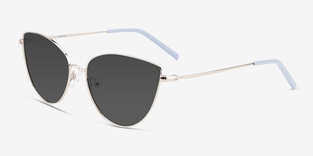 Tanvi Shiny Silver MetalSunglass Frames from EyeBuyDirect, Angle View