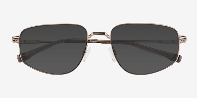 Collin Light Brown MetalSunglass Frames from EyeBuyDirect, Closed View