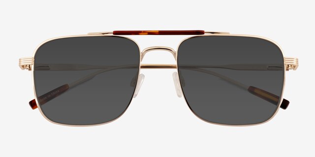 Dean Tortoise Gold MetalSunglass Frames from EyeBuyDirect, Closed View