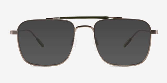 Dean Green Brown MetalSunglass Frames from EyeBuyDirect, Front View