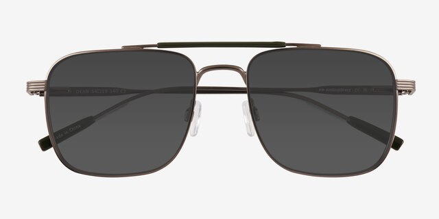 Dean Green Brown MetalSunglass Frames from EyeBuyDirect, Closed View