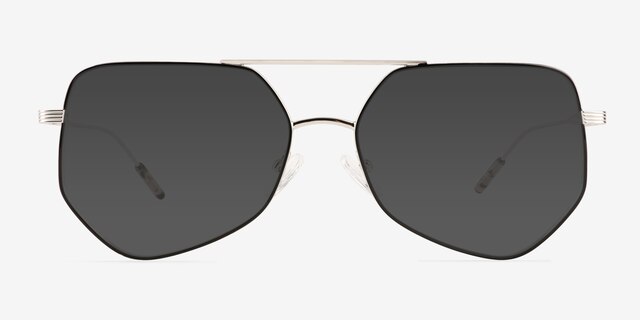 Ryan Black Silver MetalSunglass Frames from EyeBuyDirect, Front View