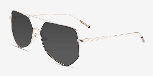 Ryan Black Silver MetalSunglass Frames from EyeBuyDirect, Angle View
