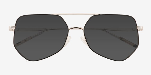 Ryan Black Silver MetalSunglass Frames from EyeBuyDirect, Closed View