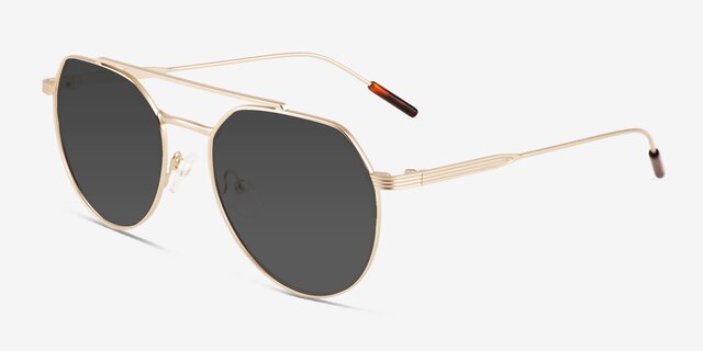 Kye Matte Gold MetalSunglass Frames from EyeBuyDirect, Angle View
