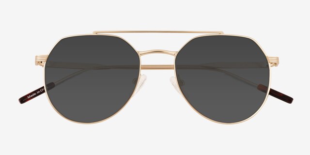 Kye Matte Gold MetalSunglass Frames from EyeBuyDirect, Closed View