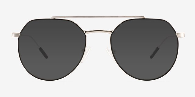 Kye Black Silver MetalSunglass Frames from EyeBuyDirect, Front View