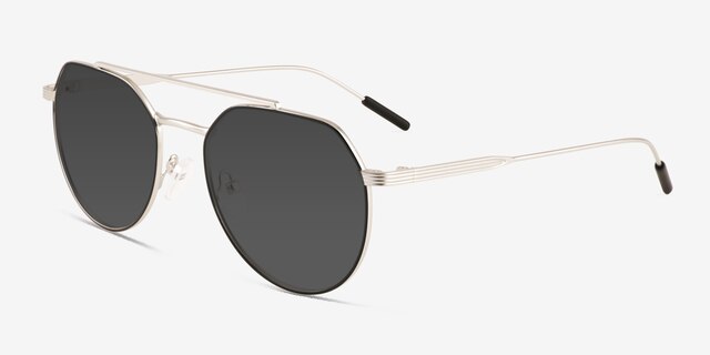 Kye Black Silver MetalSunglass Frames from EyeBuyDirect, Angle View