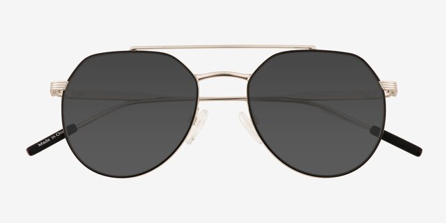Kye Black Silver MetalSunglass Frames from EyeBuyDirect, Closed View